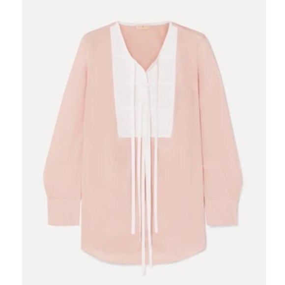 Tory Burch Mineral Pink & White Tie Front Top Medium - Picture 5 of 10